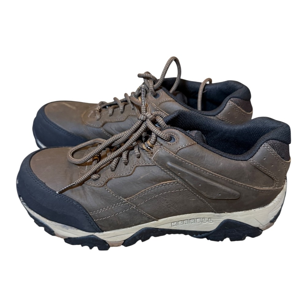 Merrell ASTM F2413-18 Mens Size 9.5 Work Boot Steel Safety Toe Shoes Brown